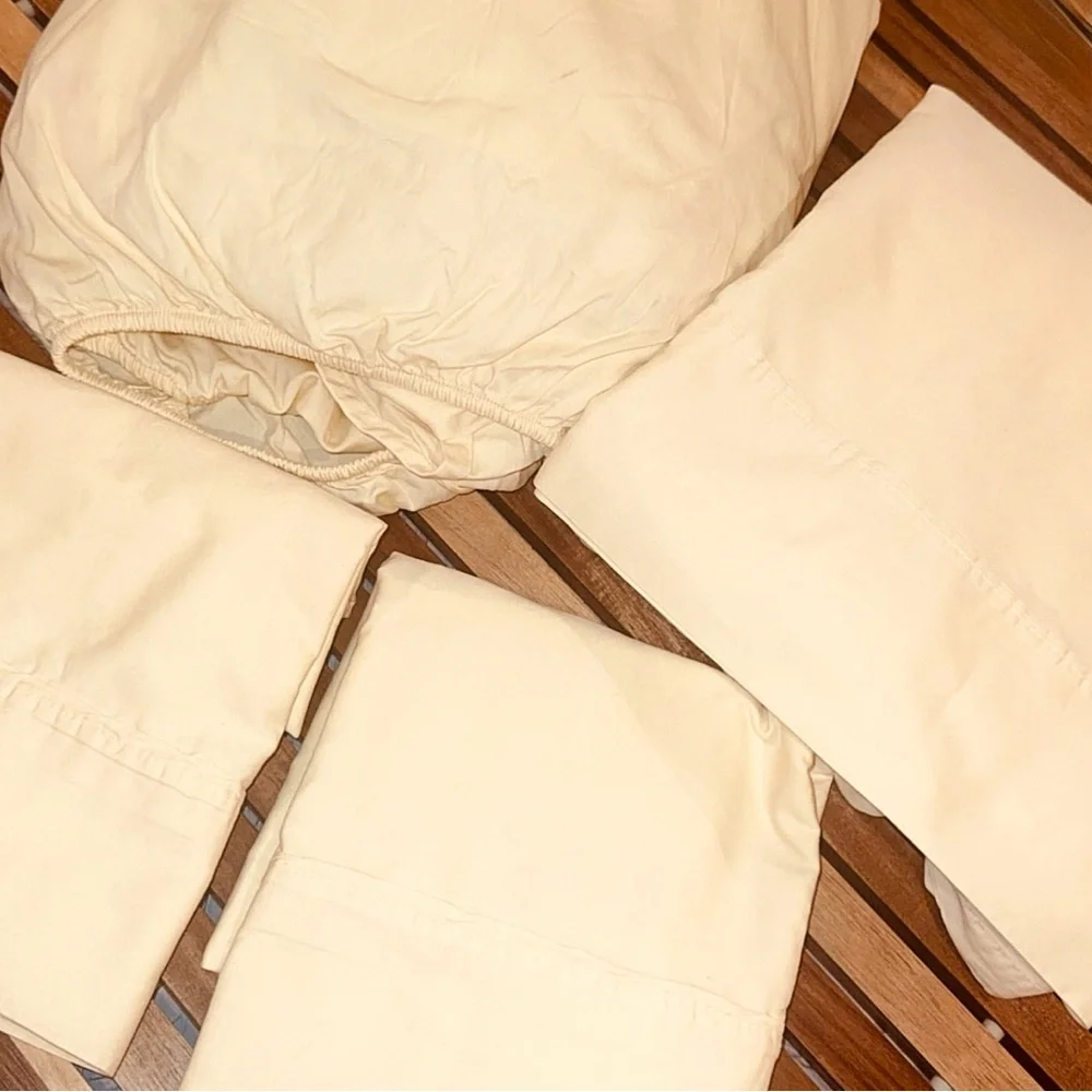Ralph Lauren Dunham Buttercream Yellow 4pc full double sateen cotton Sheet Set